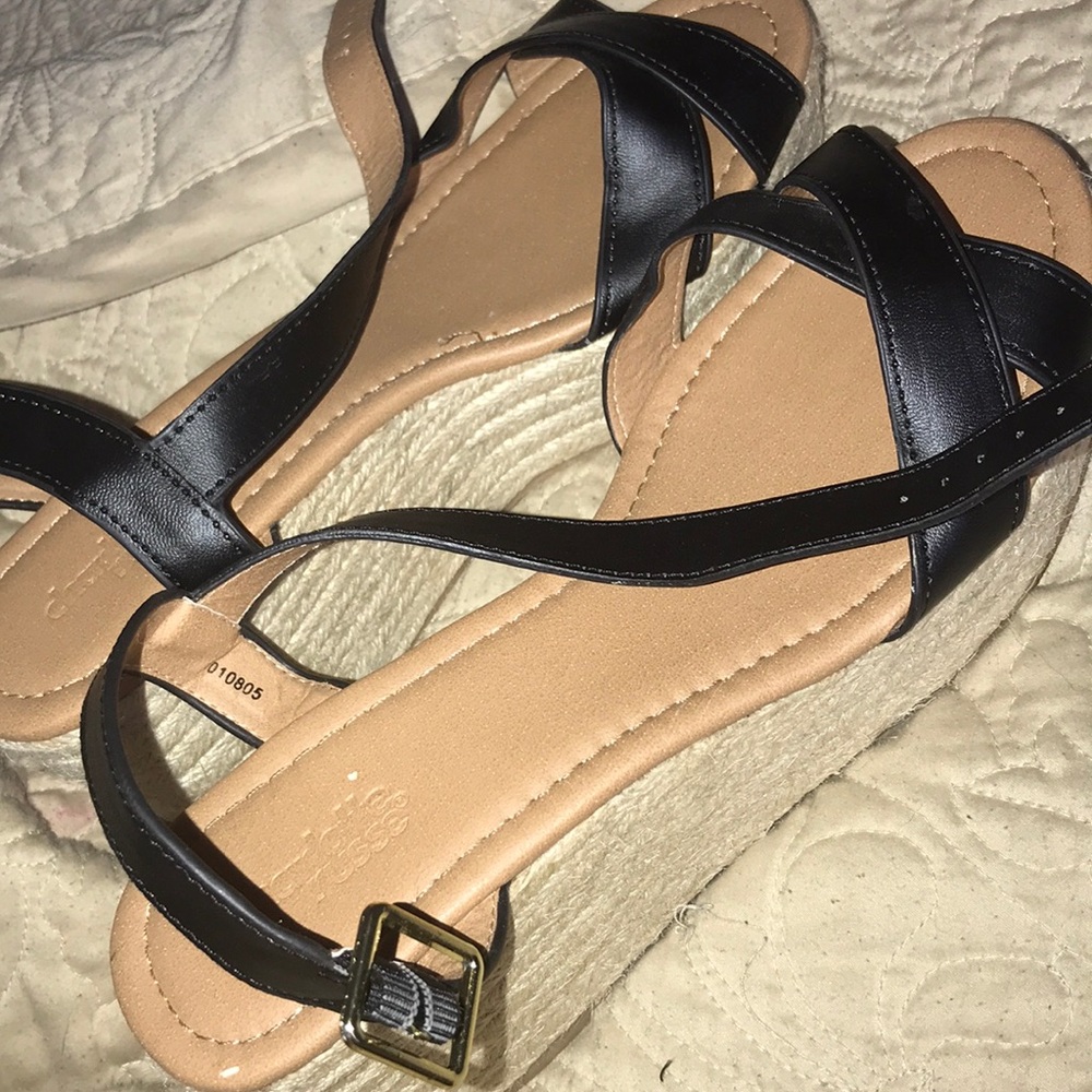 Charlotte Russe Black Espadrille Wedge Size 8